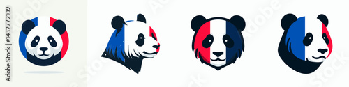 Panda s head. Funny Animal Vector Clip art. Giant bear cranium lovely fauna facial portion.
