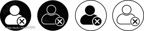 Profile with cross mark icon. Profile avatar symbol. User account confirmation disapproved