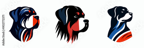 Rottweiler Dog s head. Funny Animal Vector Clip art. Pure canine cranium breed portrait face.