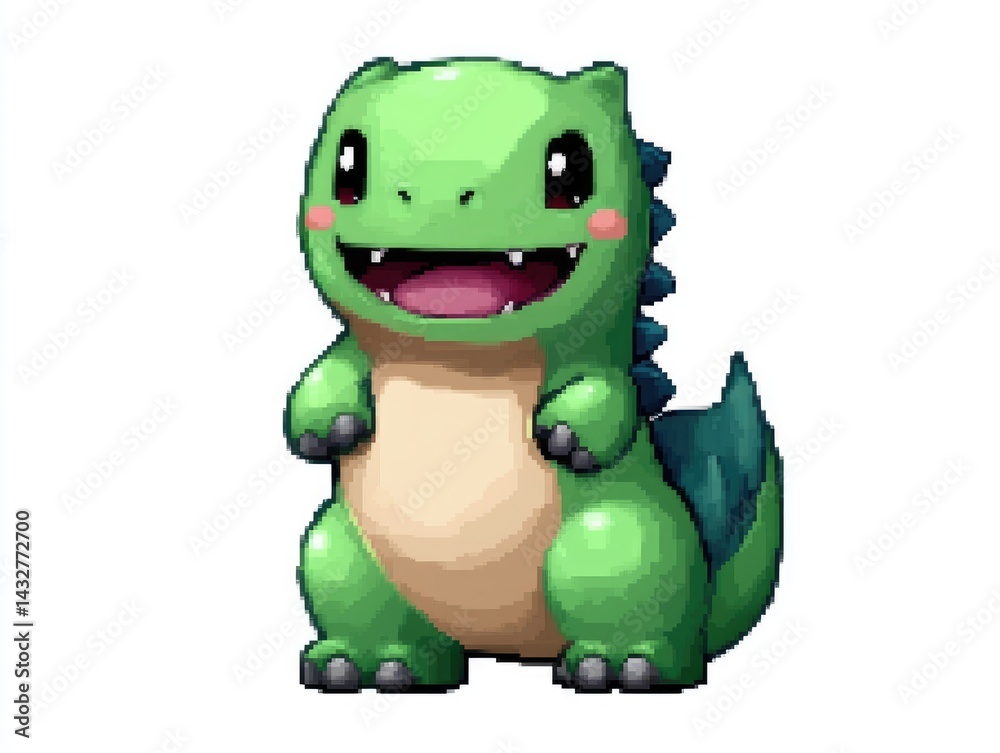 Fototapeta premium Cute cartoon dinosaur on white background