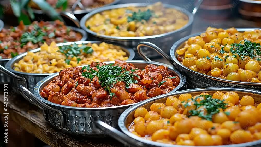 Assorted Indian Dishes Served Buffet Style