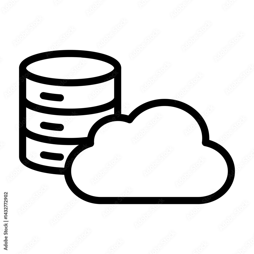 Cloud Database Vetor Line Icon Design Cloud Database Vetor Line Icon Design