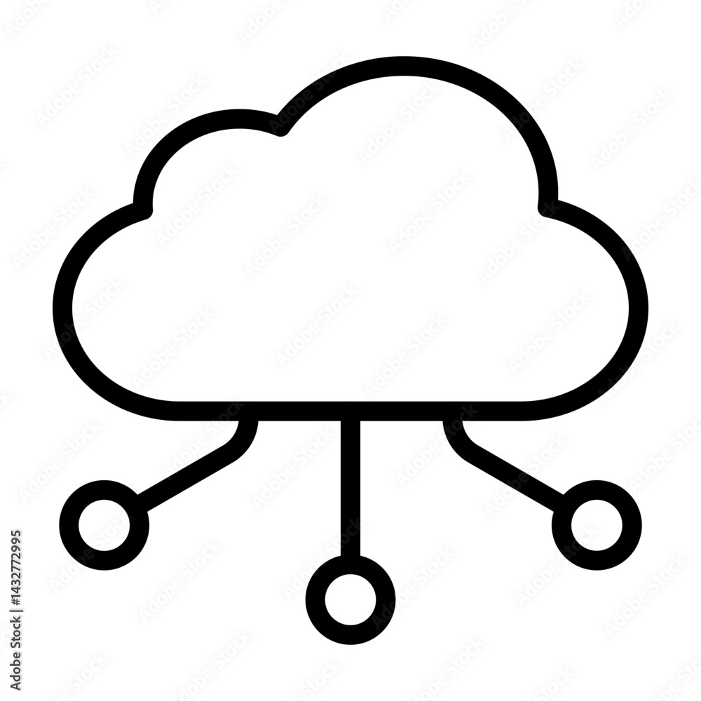 Cloud Collaboration Vetor Line Icon Design Cloud Collaboration Vetor Line Icon Design