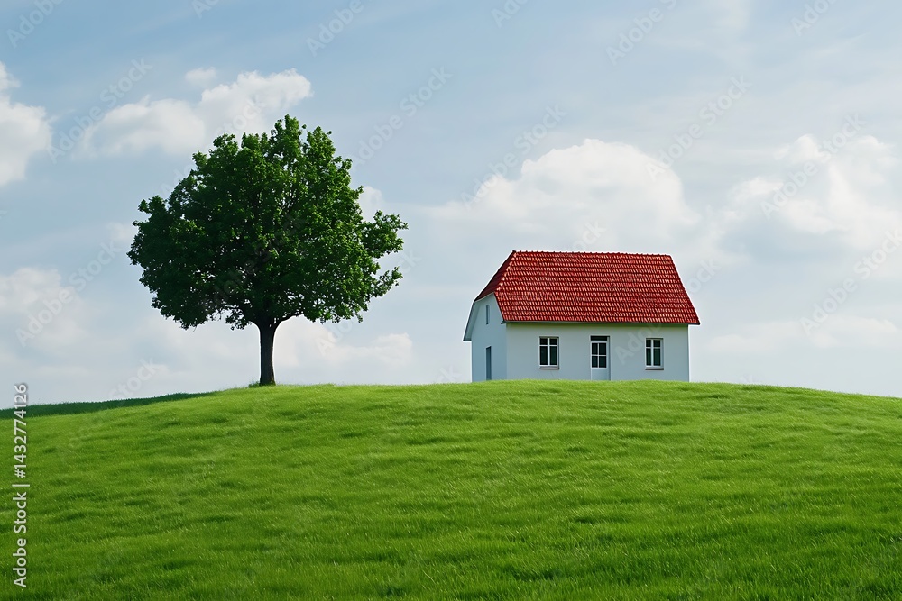 house in the wide open green grass field house in the wide open green grass field