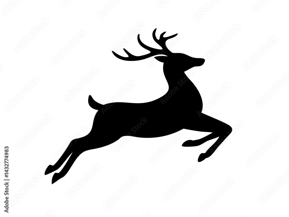 Obraz premium Leaping Reindeer Silhouette Vector Graphic