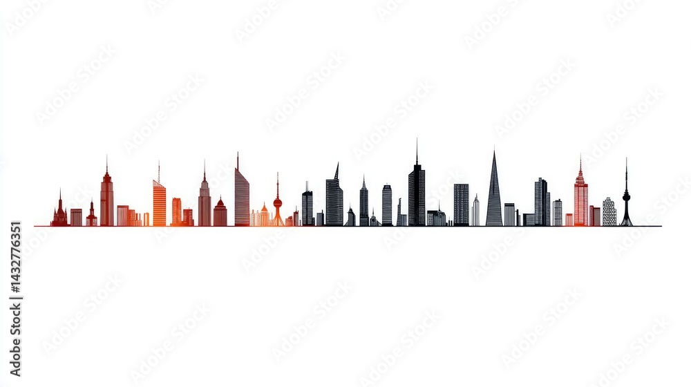Obraz premium City skyline graphic design illustration