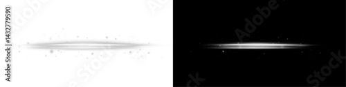 PNG dynamic light line with glow, shine, sparkle, and flare. Abstract horizontal streak effect with bright ray, glare, and glitter. Perfect for digital, festive, or magic-themed design