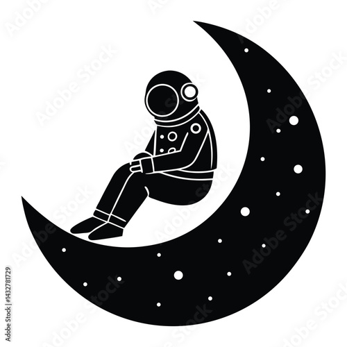  astronaut relaxing on the moon. Vector illustration