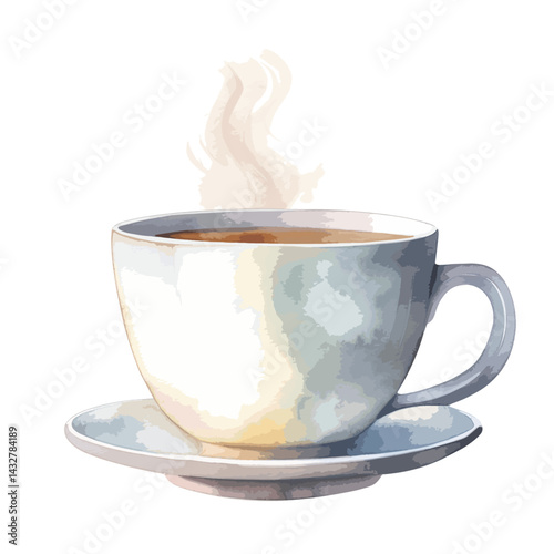 close up of a coffee cup cute watercolors illustration on white background