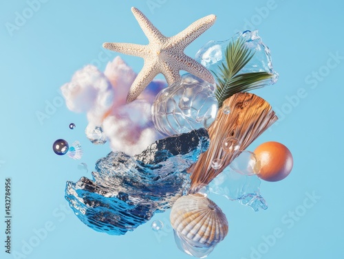 Obraz na płótnie abstract background on marine vacations theme, organic sea shapes and beautiful details w salonie