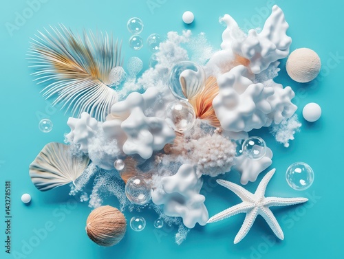 abstract background on marine vacations theme, organic sea shapes and beautiful details