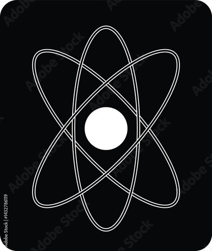 Atomic structure vector illustration, Vector illustration of an atomic structure with a central nucleus.
