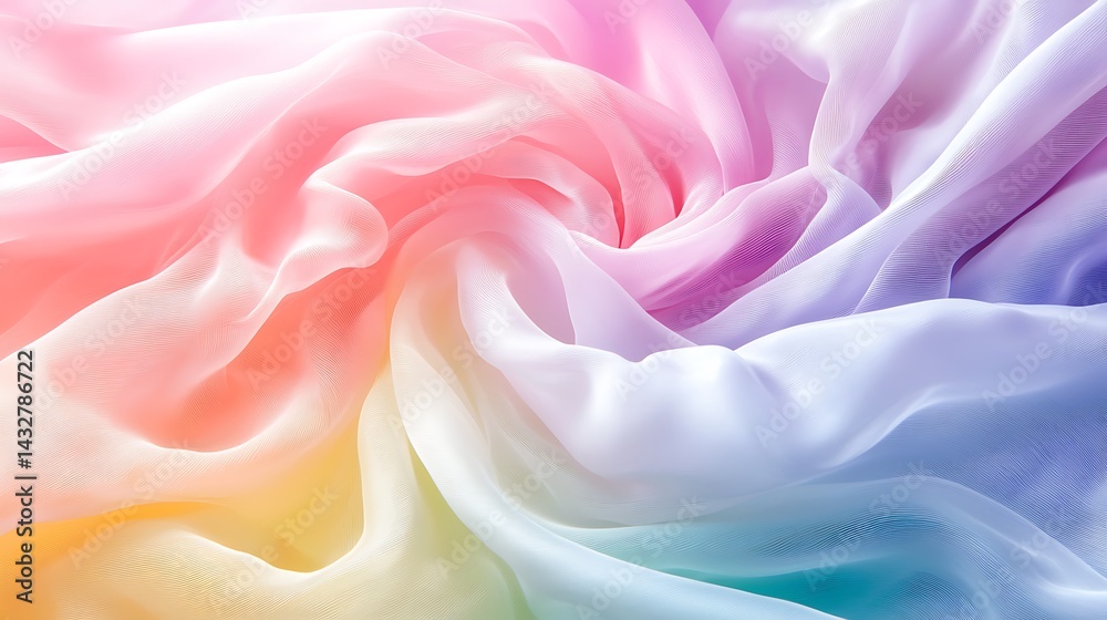 Obraz premium Pastel Rainbow Fabric Texture with Delicate Lace Pattern