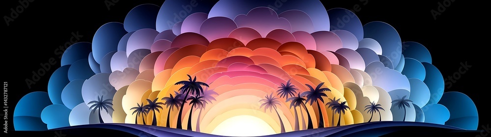 Naklejka premium Sunset Paradise Scene