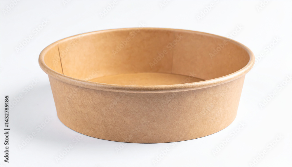 Compostable paper bowl mock-up on white. Container for food. Eco friendly. Disposable tableware. Compostable paper bowl mock-up on white. Container for food. Eco friendly. Disposable tableware.