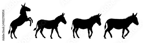 Set of donkey silhouette – vector illustration
