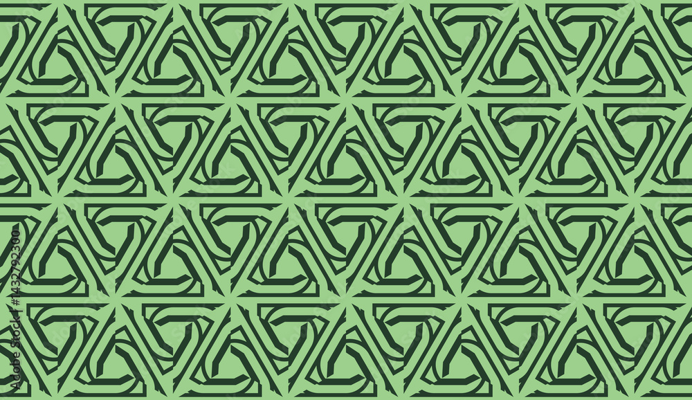 Modern pattern with curved line. Triangles, line, geometric elements. Vector illustration. Design for flyer, wallpaper, presentation, paper. Green colored Modern pattern with curved line. Triangles, line, geometric elements. Vector illustration. Design for flyer, wallpaper, presentation, paper. Green colored