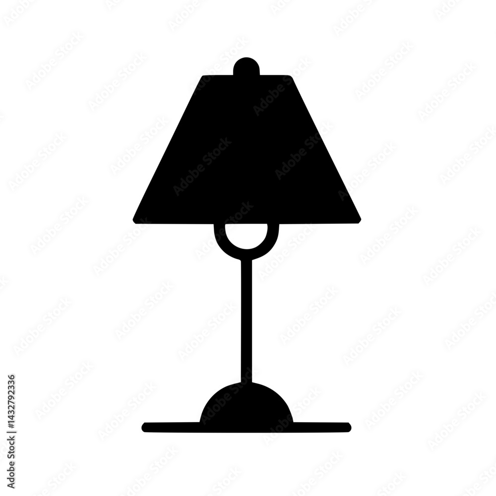 Obraz premium Minimalist Black Lamp SVG Icon – Table Light Vector for Home and Interior Use