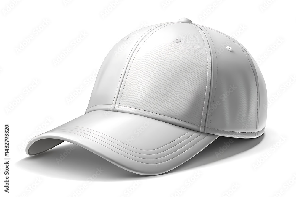 White baseball cap with a white brim