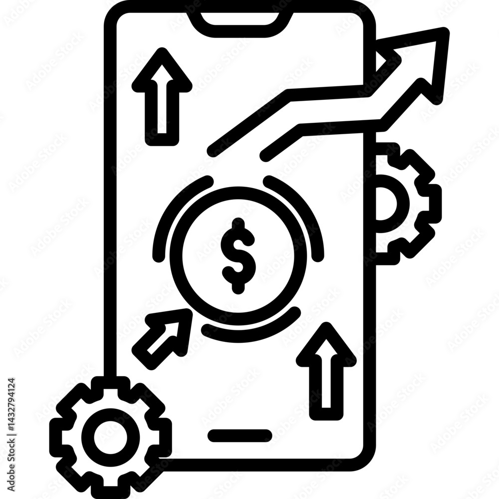 Monetizing Line Icon Monetizing Line Icon