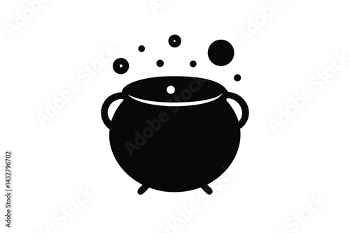 witch cauldron with bubbles vector