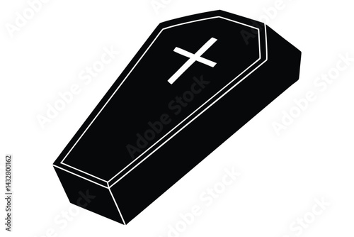 coffin with cross vector icon