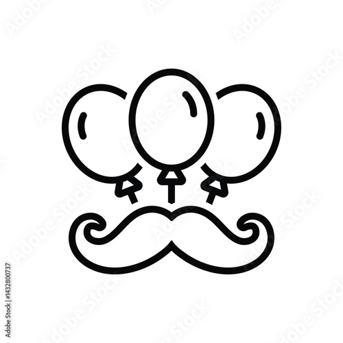 Black line icon for balloons