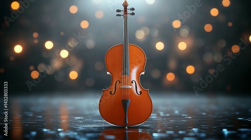 Double bass center stage classical music performance image