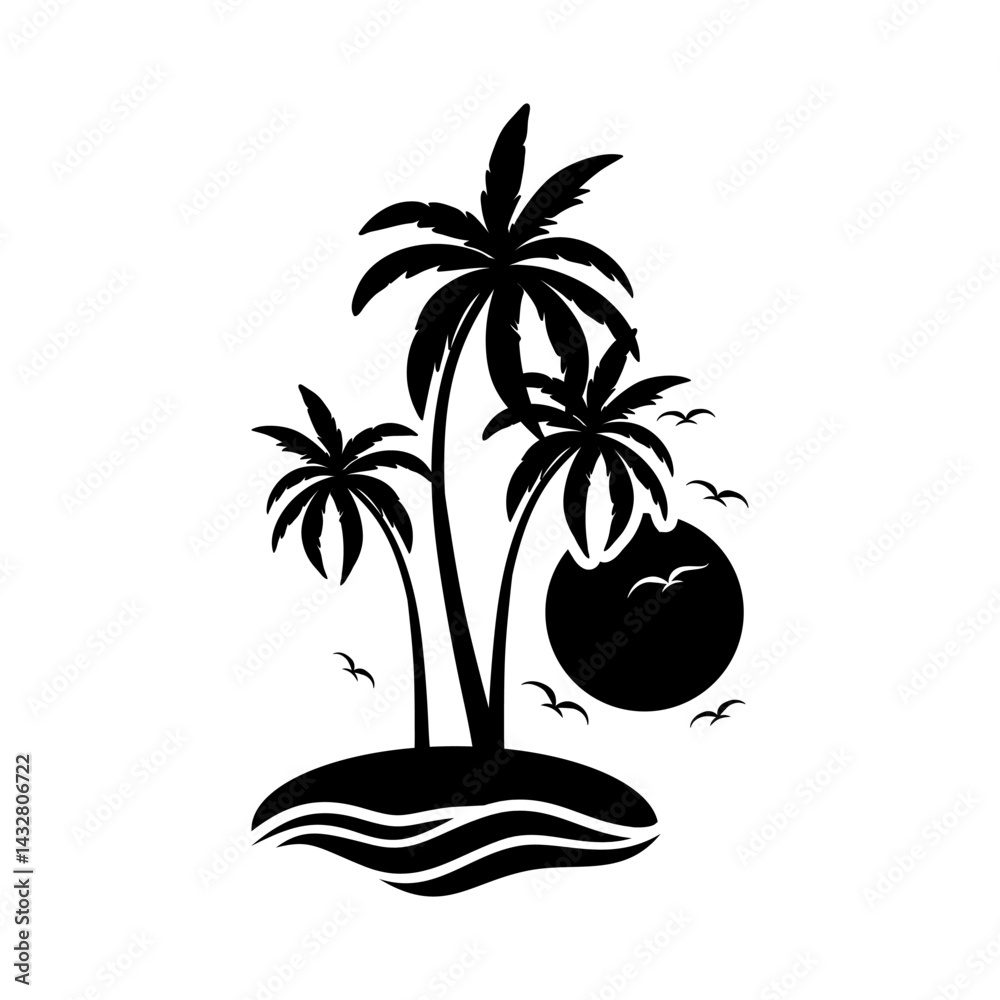 Fototapeta premium Palm tree icon vector. Tree illustration sign. Island symbol. Rest logo.
