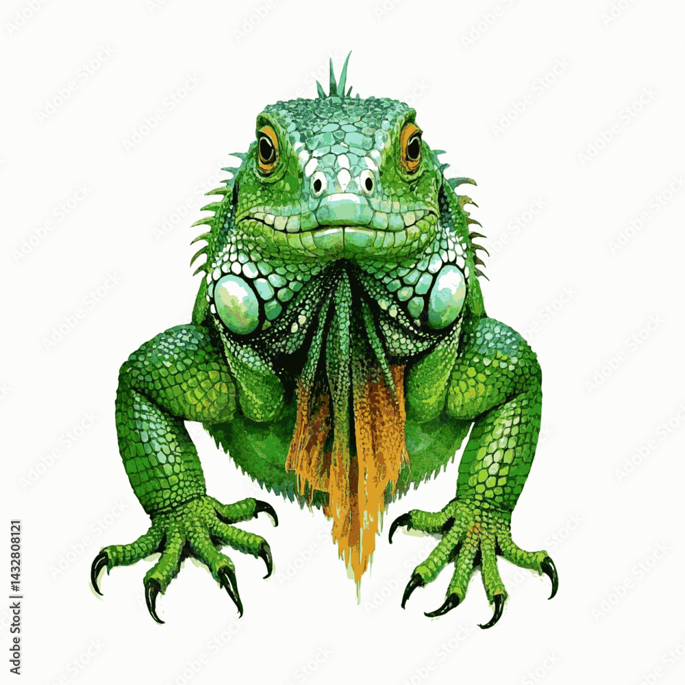 Obraz premium Sunlit Verdant flow iguana isolated watercolor vector illustration svg 