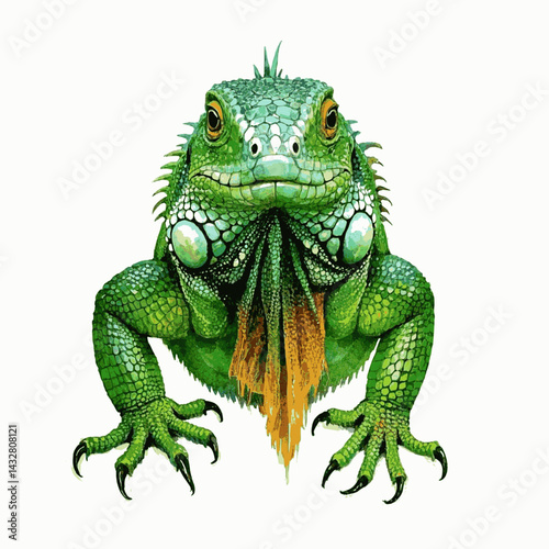 Sunlit Verdant flow iguana isolated watercolor vector illustration svg 