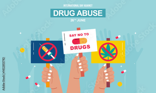Flat International Day Against Drug Abuse and Illicit Trafficking Banner