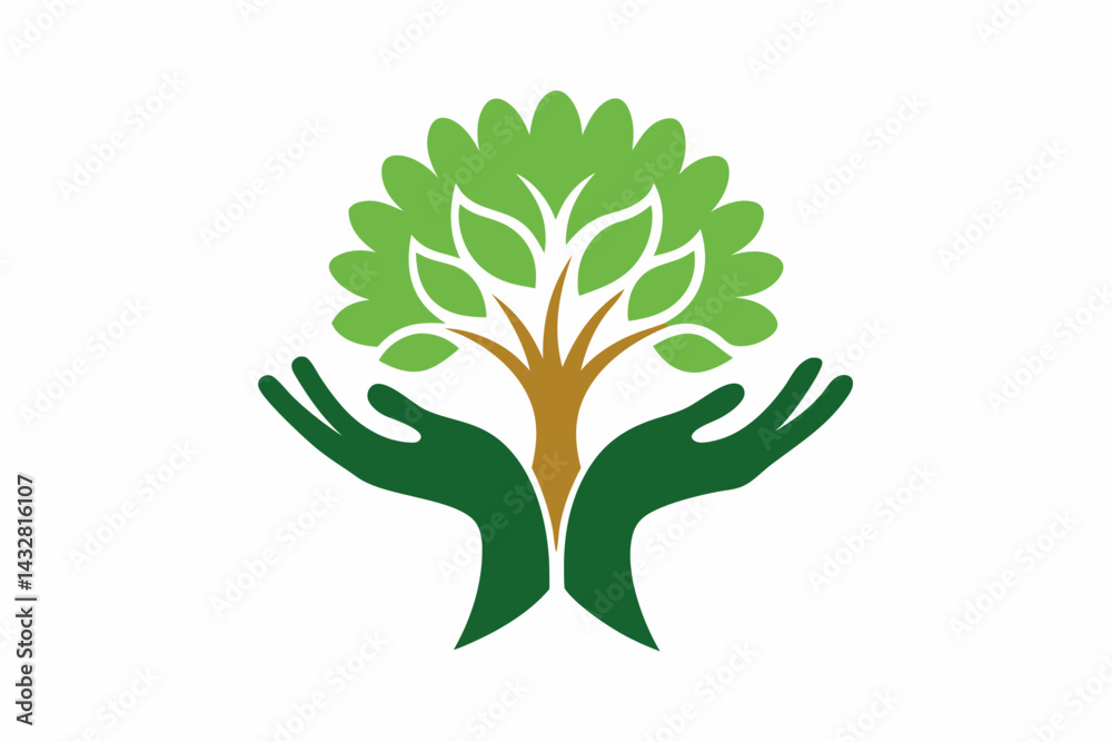 Fototapeta premium hands holding a tree vector illustration 