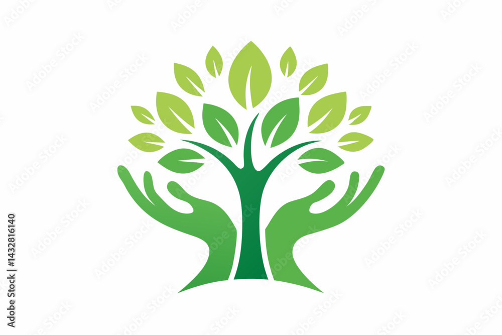 Obraz premium hands holding a tree vector illustration 