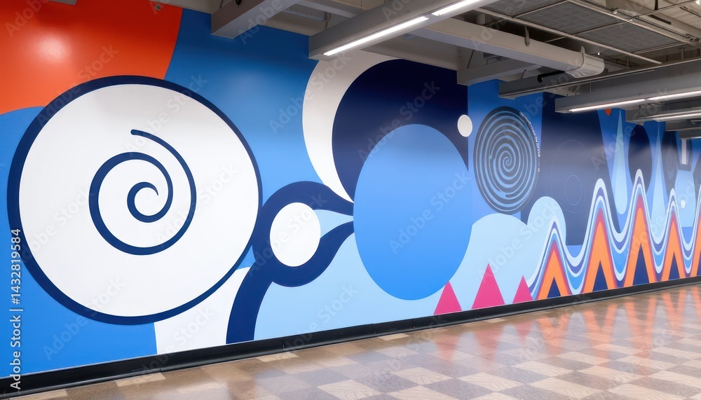 Obraz premium Vibrant abstract mural in a corridor