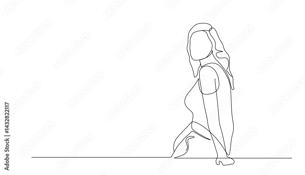 Obraz premium continuous line drawing of woman office workers. vector illustration