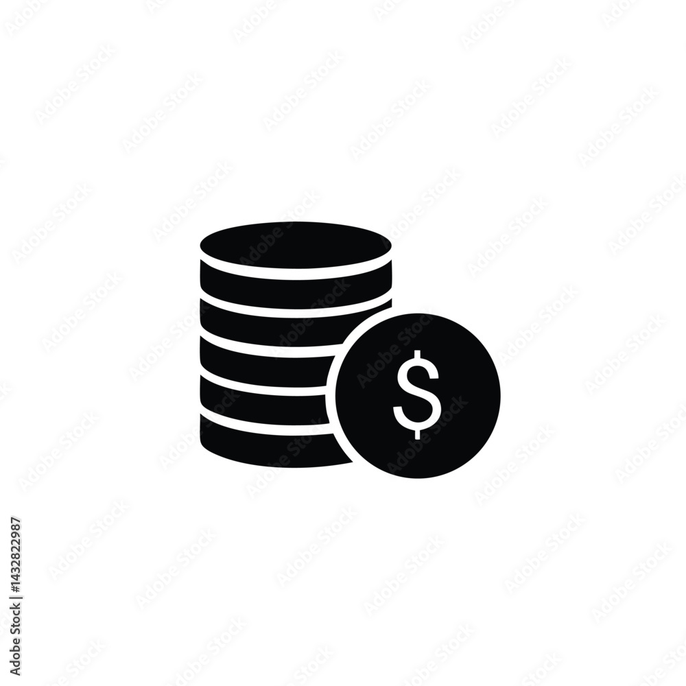 Stack of Coins with Dollar Sign Icon – Simple Finance and Wealth Symbol in Black Stack of Coins with Dollar Sign Icon – Simple Finance and Wealth Symbol in Black
