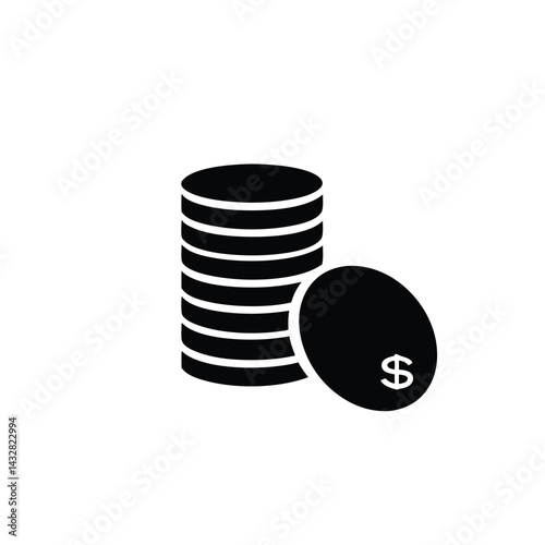 Stack of Coins with Dollar Sign Icon – Simple Finance and Wealth Symbol in Black