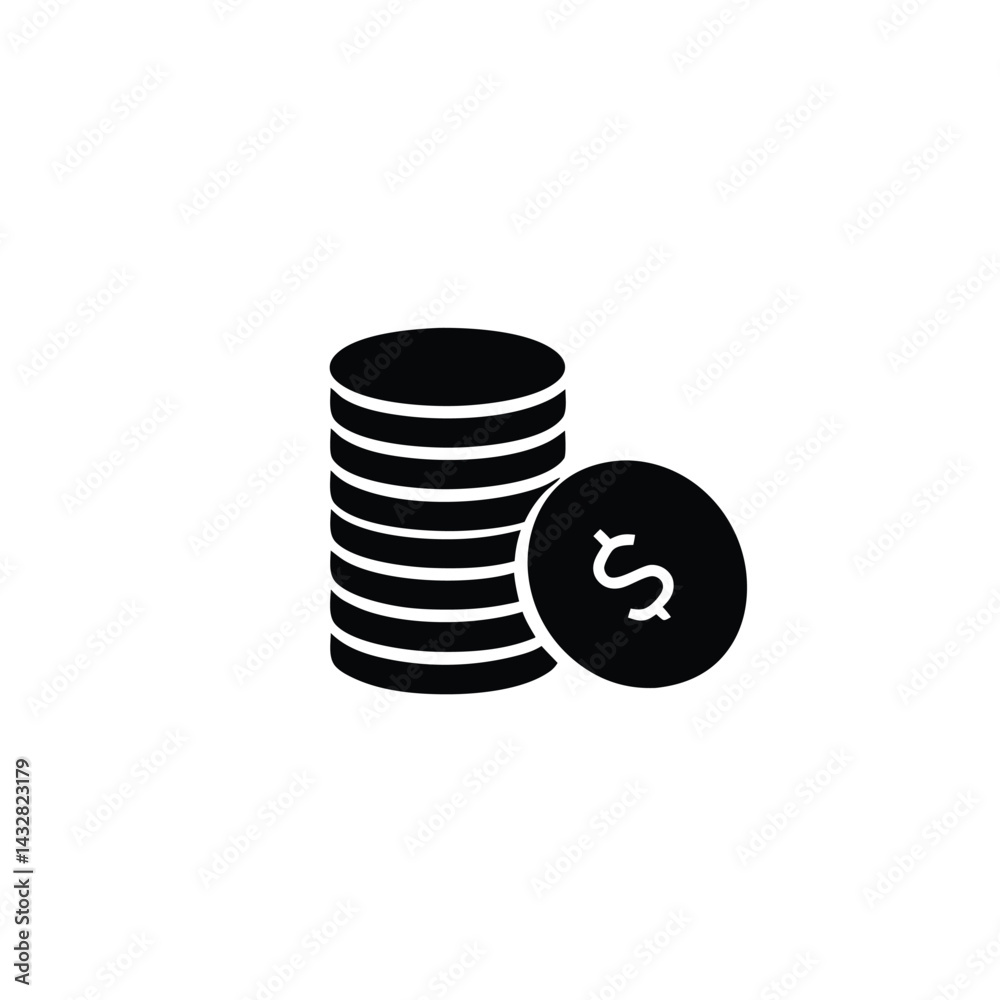 Stack of Coins with Dollar Sign Icon – Simple Finance and Wealth Symbol in Black Stack of Coins with Dollar Sign Icon – Simple Finance and Wealth Symbol in Black