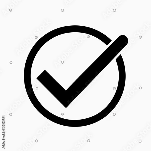 Black Checkmark Icon in Scalloped Circle – Simple Minimalist Confirmation Symbol