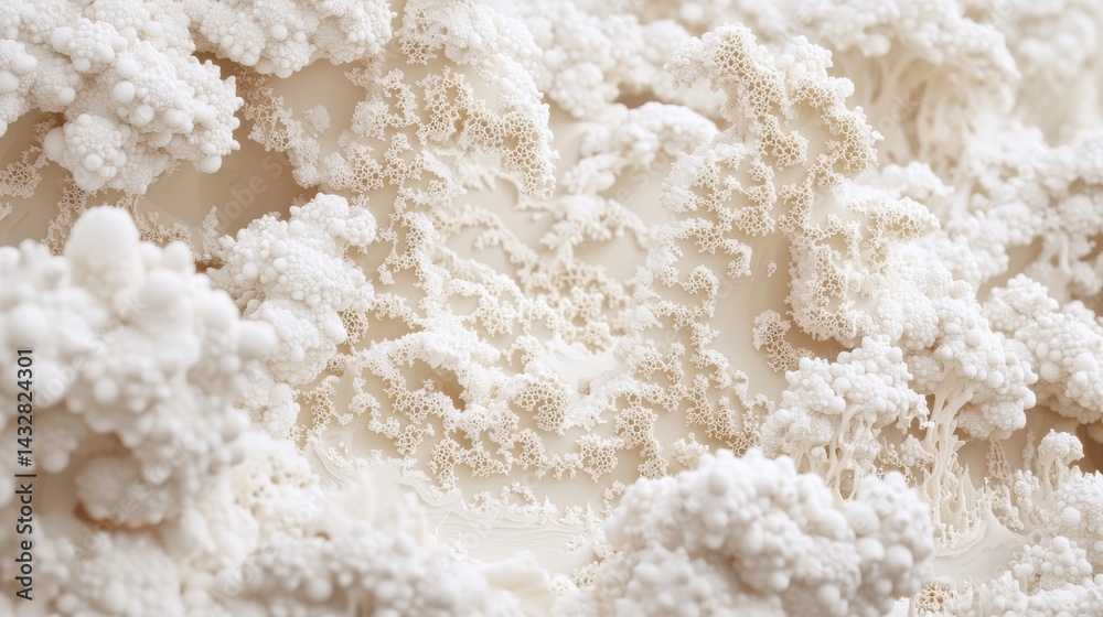 A textured white surface with a complex, organic pattern. A textured white surface with a complex, organic pattern.
