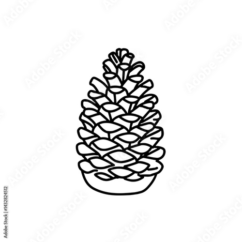 Pinecone outline design on white background  