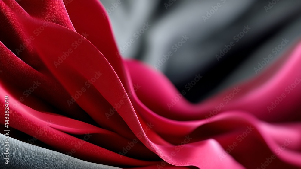 Fototapeta premium Fluid drapes of vibrant fuchsia and grey