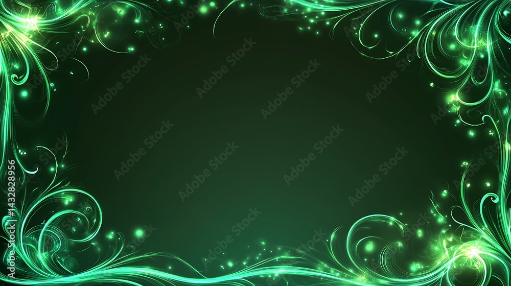 Emerald Frame Design, Glowy Green Border Emerald Frame Design, Glowy Green Border