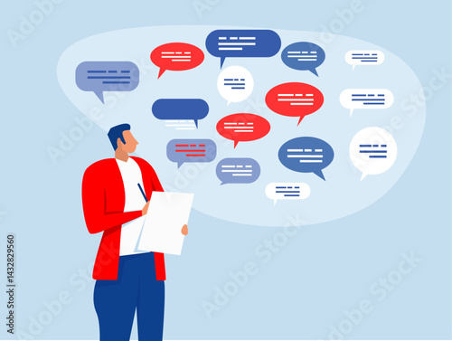 Taking notes concept ,Businessman taking note in the meeting while listen to others information. education lecture or write important information