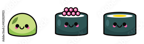 Set Sushi Icons Cute