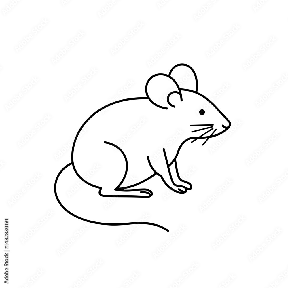 Obraz premium Simple line drawing of a mouse in a sitting position 