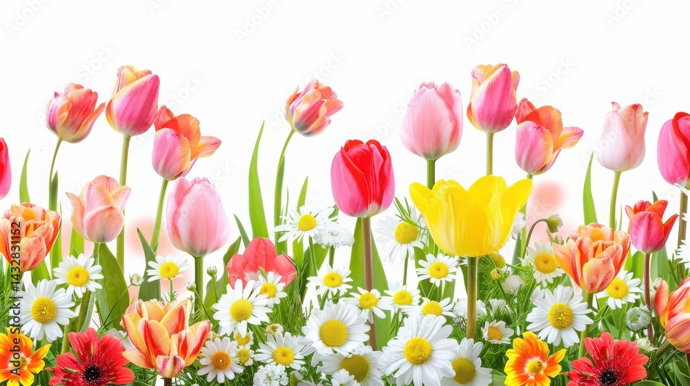Fototapeta premium colorful tulips isolated on white