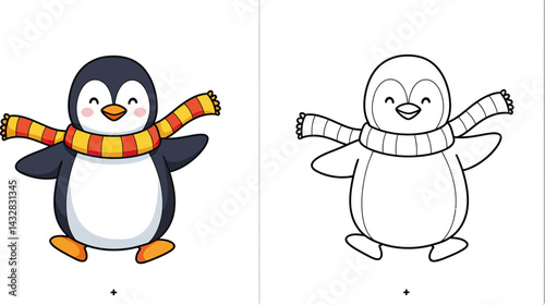 Cheerful Penguin Coloring Page