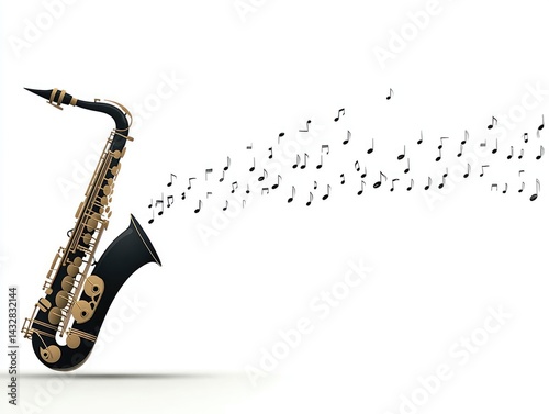 Saxophone Music Notes White Background photo